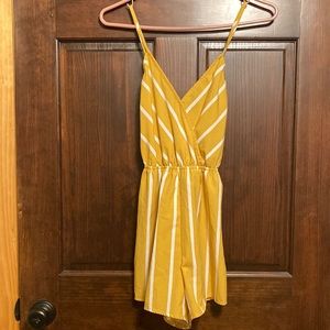 Yellow and White Striped Romper